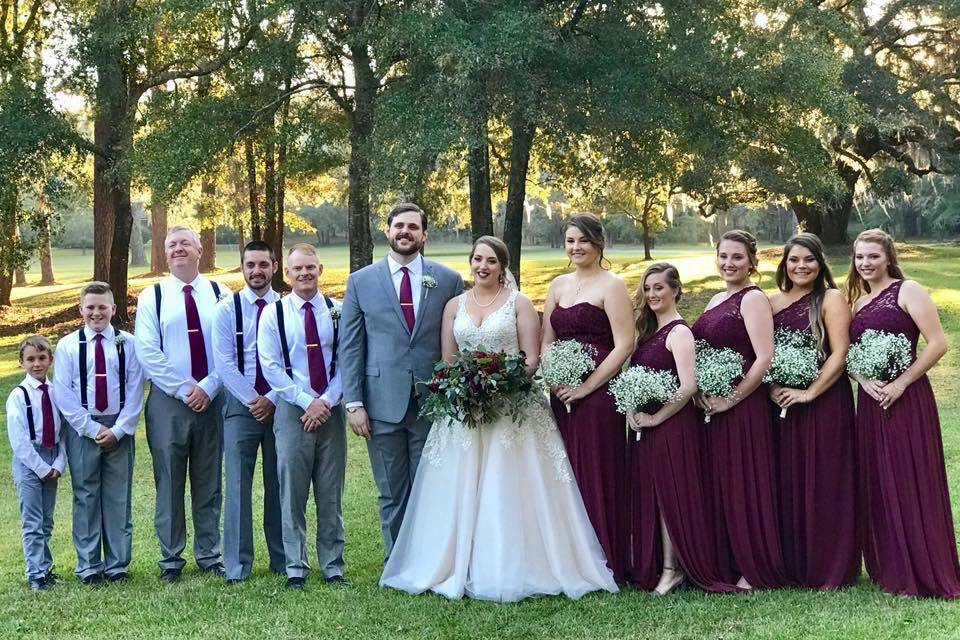 The couple with bridal party