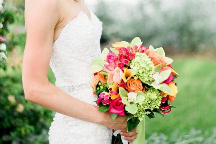 Bride holding bouquet