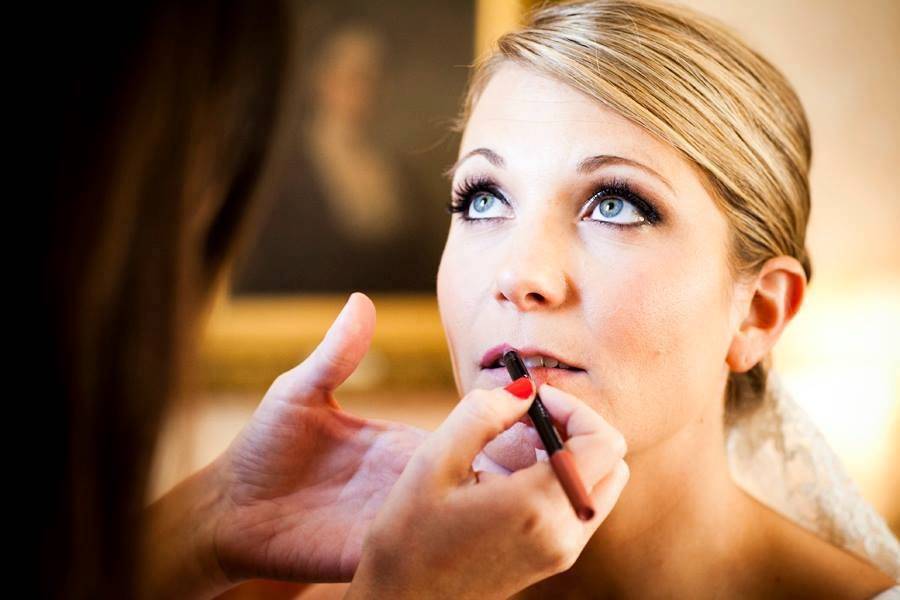 Bride getting her makeup done