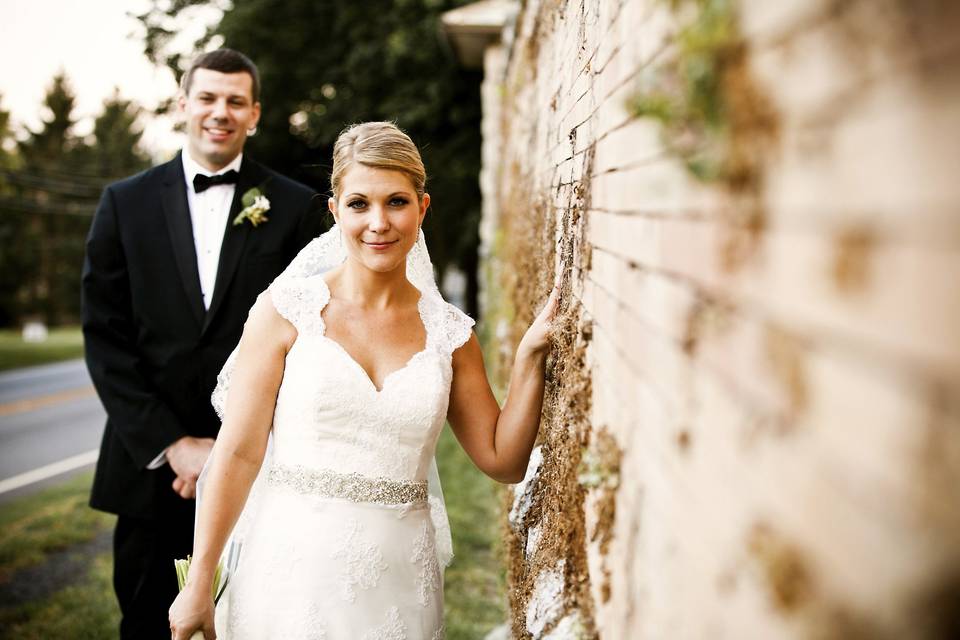 Bride by the wall