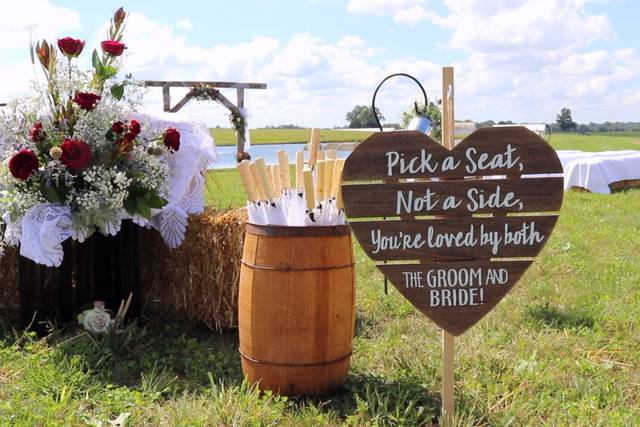 Bride and groom sign