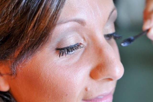 Bride getting her makeup done