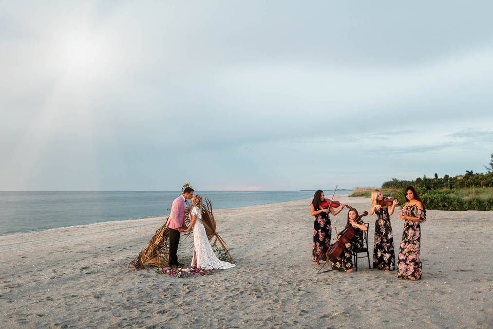 Jade Strings on the beach