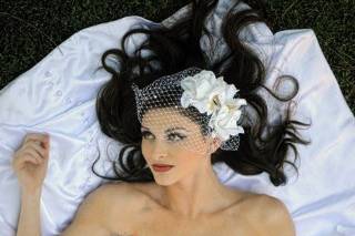 Bride lying down on the grass