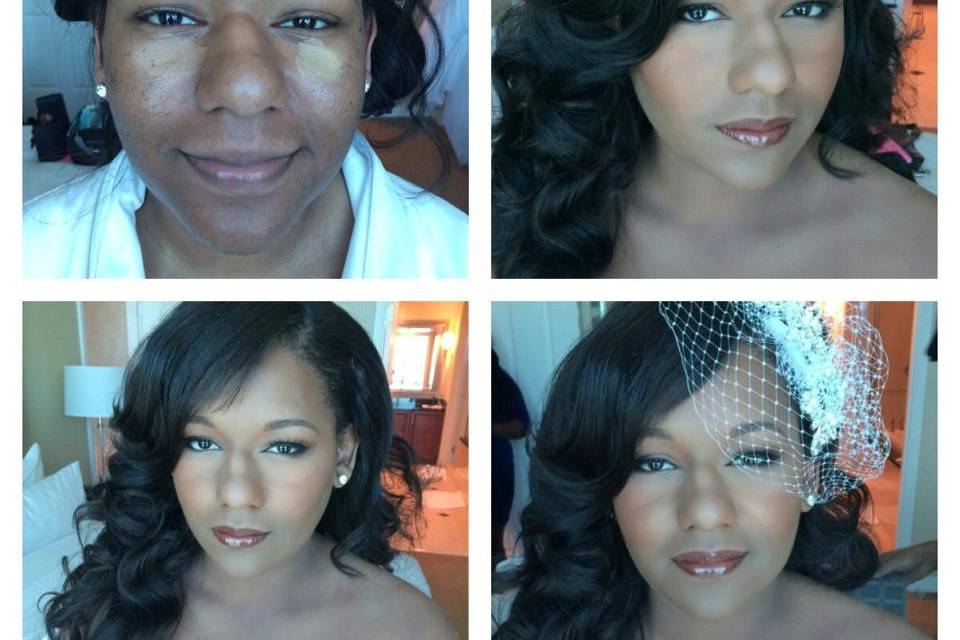 Before and after bridal makeup