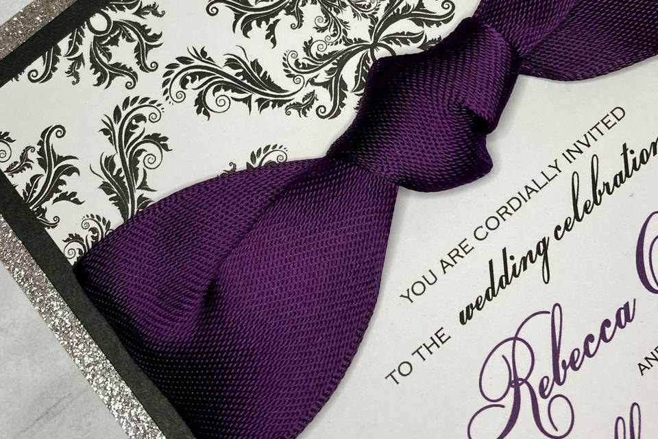 Damask with Purple Bow