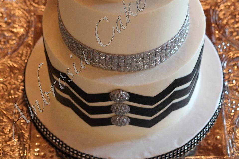 3-tier wedding cake with patterns