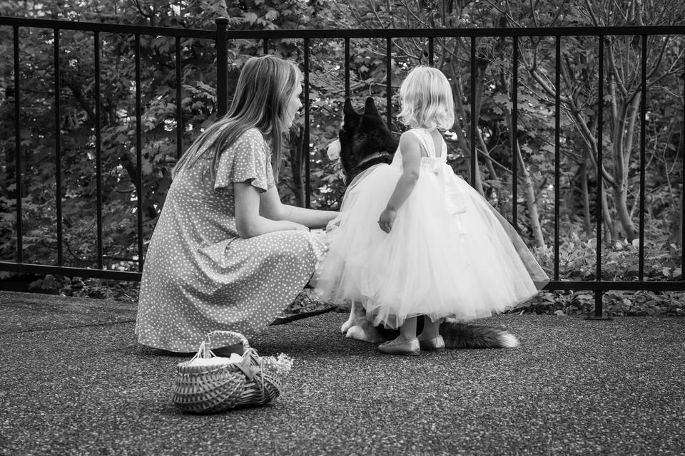 Pep talk to the flower girl