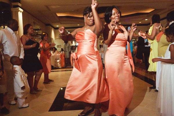 Bridesmaids dancing during the Roberts Wedding