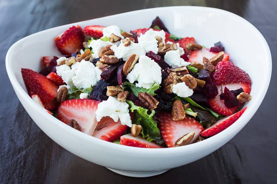 The Aunt Sally...mixed greens, strawberries, beets, goat cheese, pecans and balsamic vinaigrette.