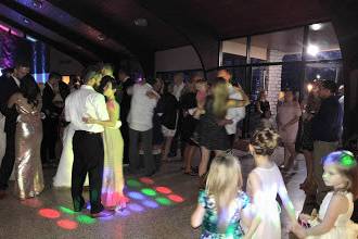 Wedding party with colorful lights