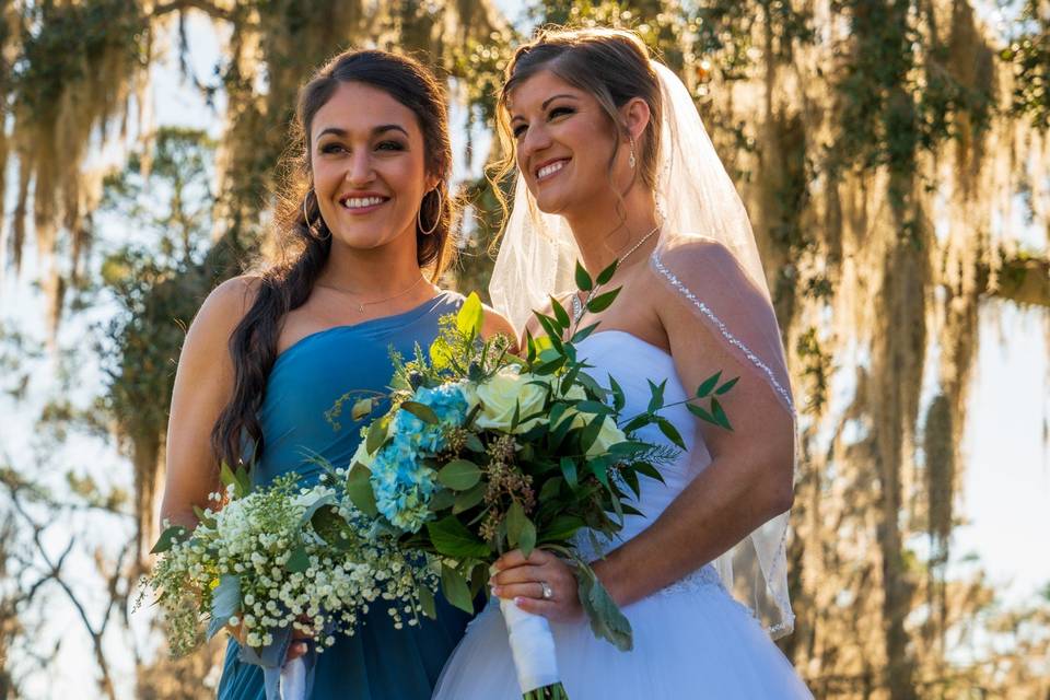 Bride and bridesmaid