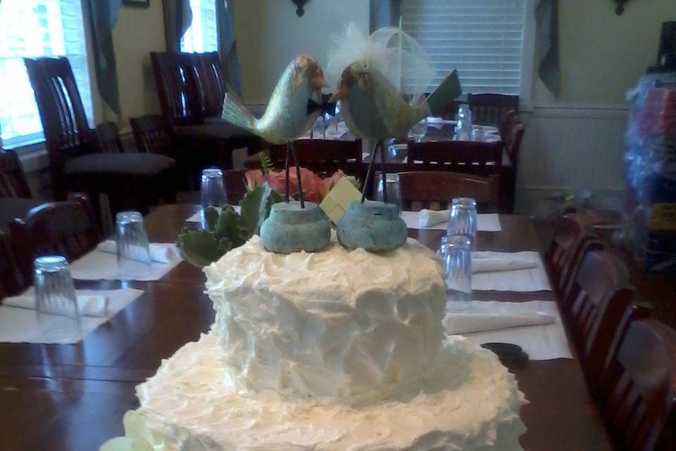 Rustic Wedding Cake: Vanilla w/ Raspberry, Lemon Pound w/ Pineapple & Red Velvet w/ Cream Cheese.