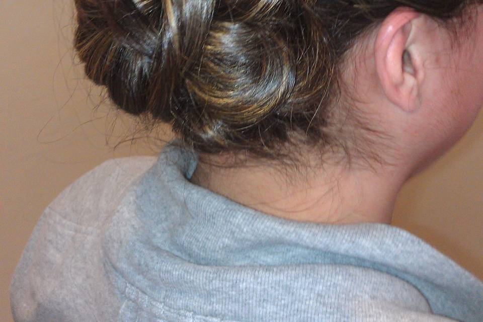 Bun with highlights