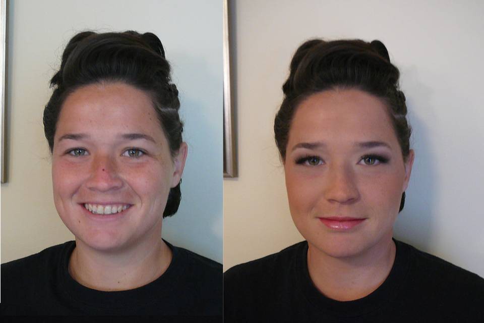 Soft makeup styling before and after