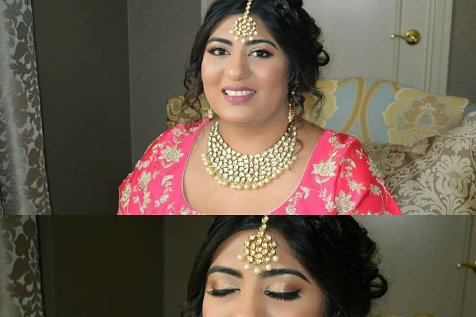 Bride's makeup and accessories