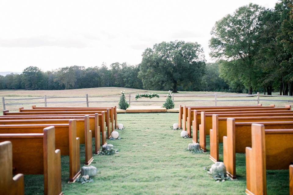 Ceremony with church pews