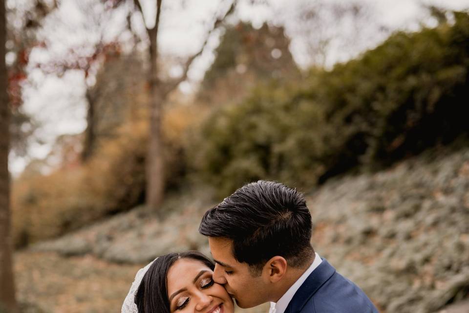 Bride and Groom Veil Shot