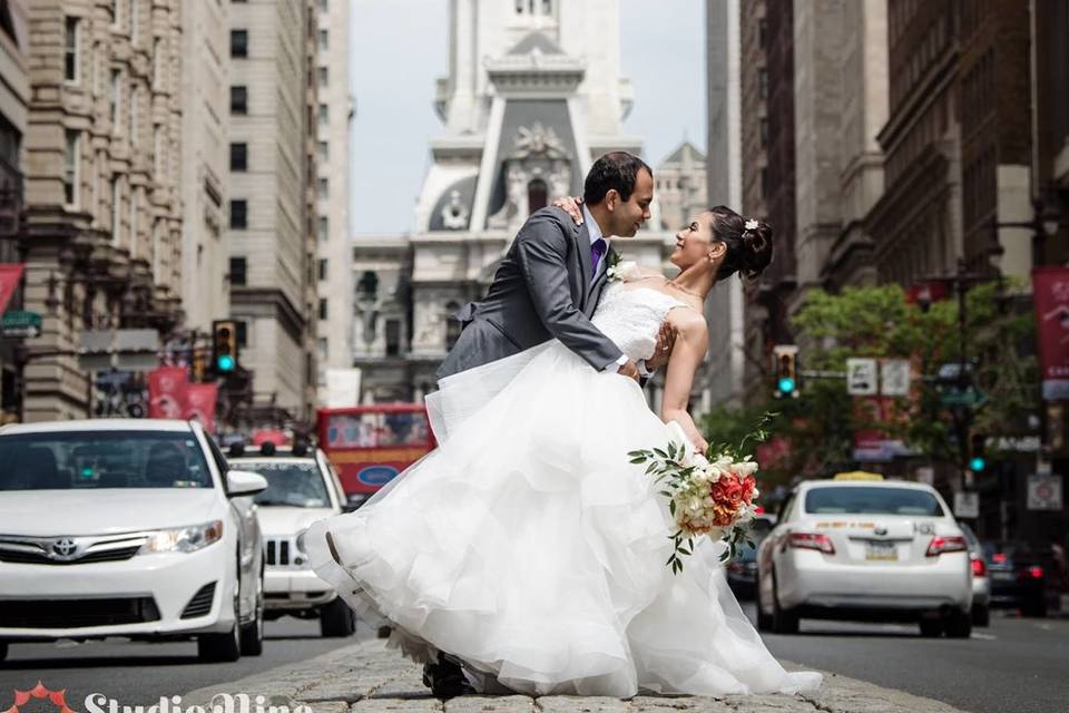 Newlyweds on the street