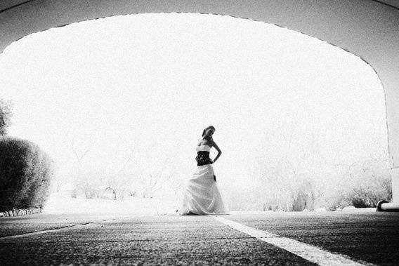 From a photo shoot for Las Vegas Bride Magazine. Model is Andrea Troussaint. Dress by Tux One. MUA by OneLuv. Location is TPC The Canyons.