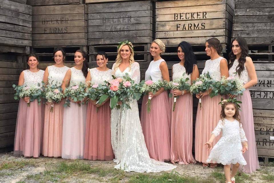 The bride and bridesmaids