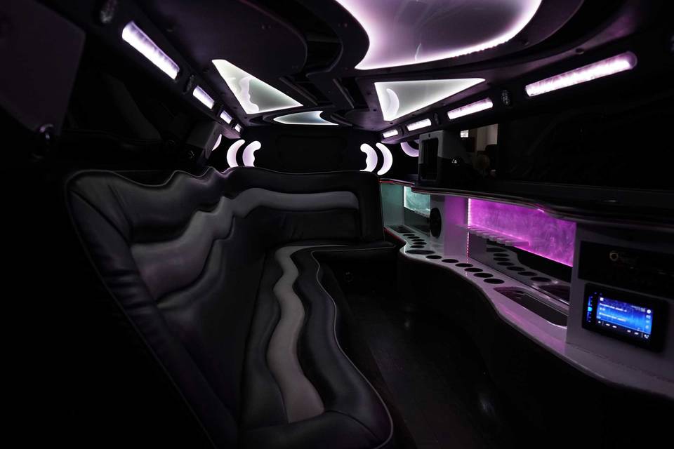 Spacious interior of limousine