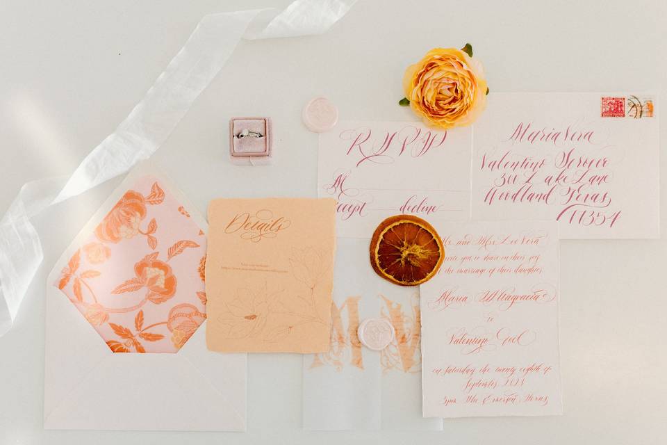 Peach & Pink Invitation Suite