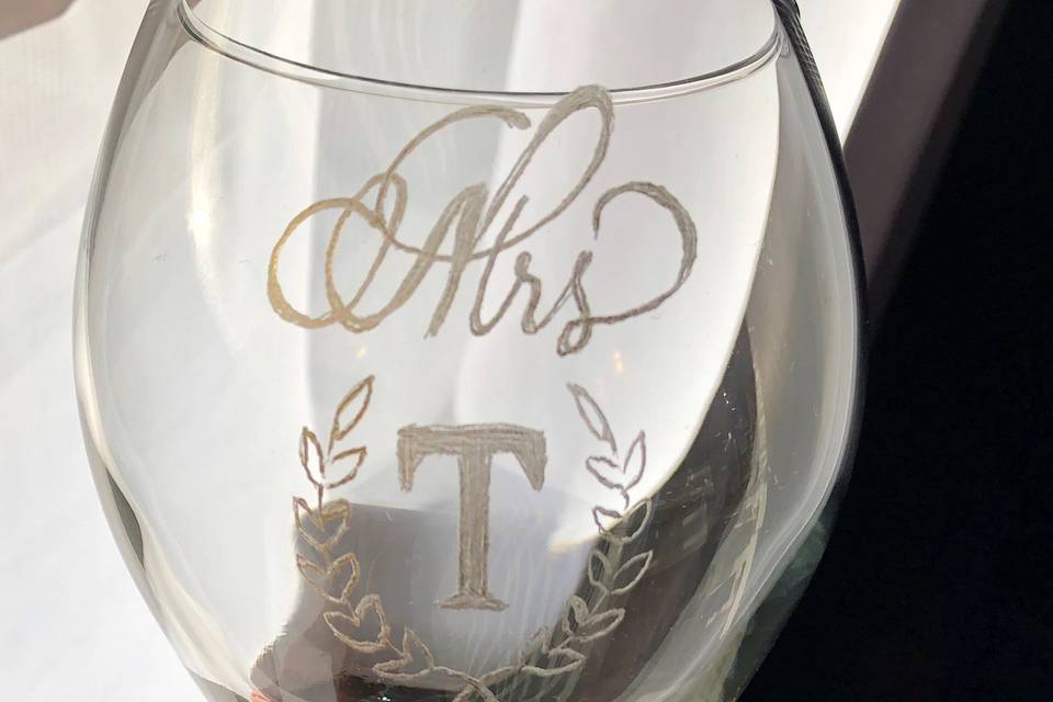 Hand engraved Wine Glass