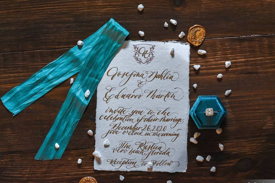 Teal and Terracotta invitation