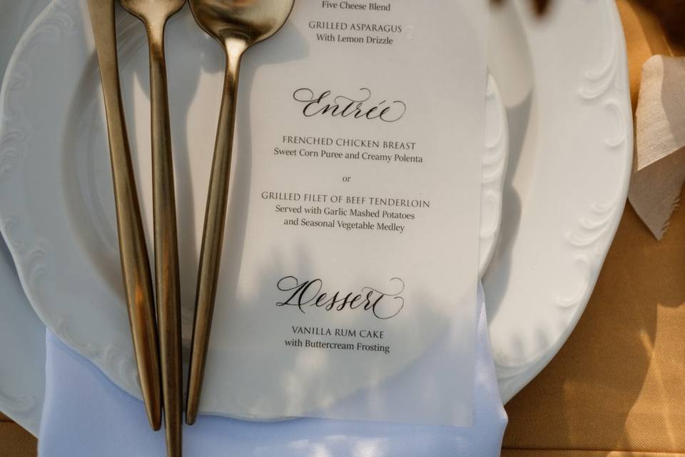 Vellum Wedding Menu