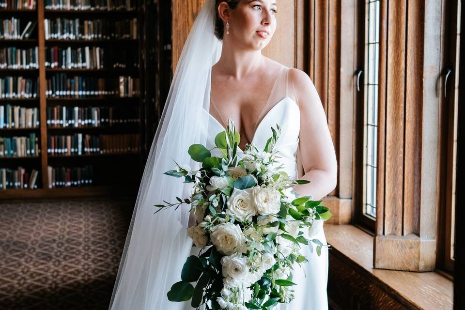 White Cascading Bouquet