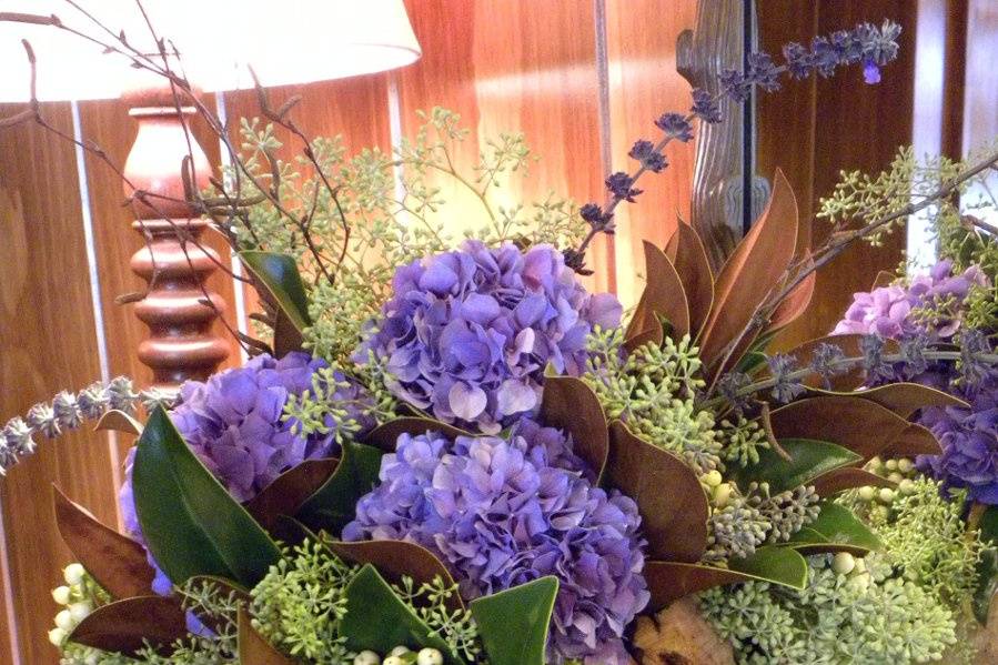 Lavender hydrangea flower arrangement