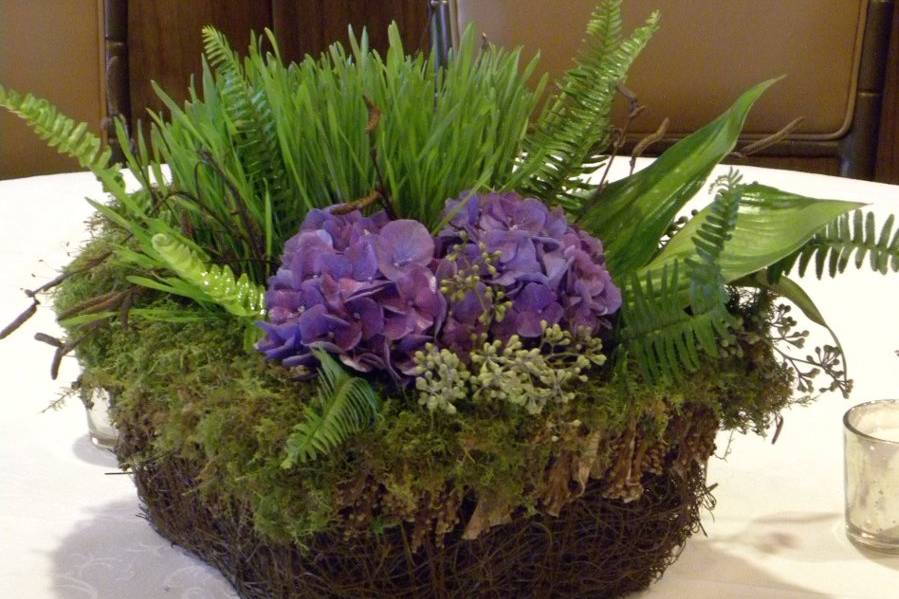 Grass and flower arrangement