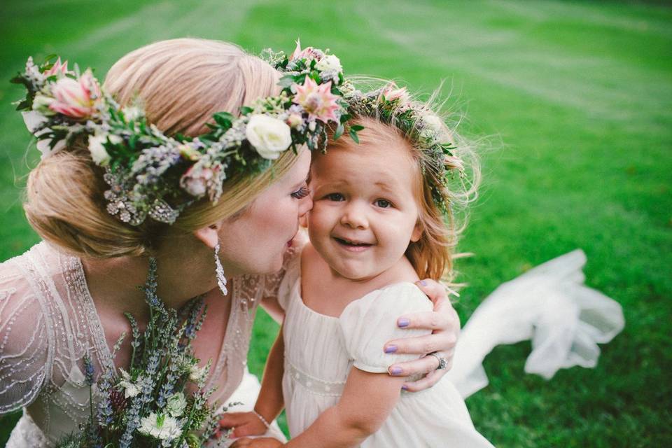 Bride and her flowergirl