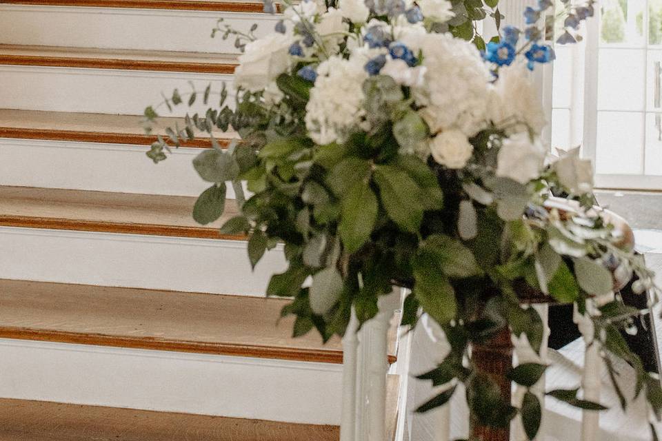 Blue and white staircase