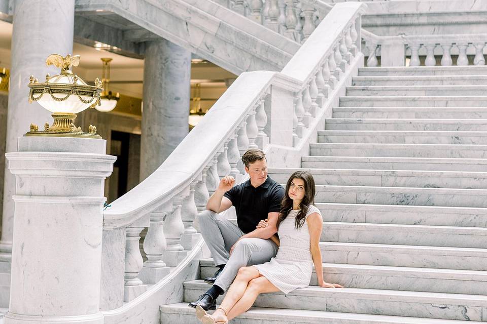 Couple sitting on the steps