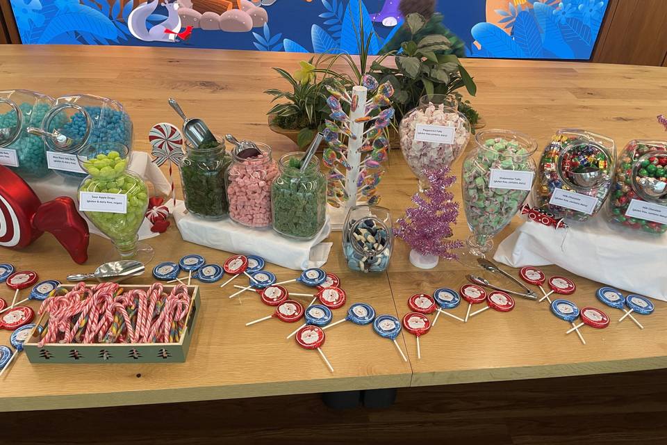 Christmas-themed candy table