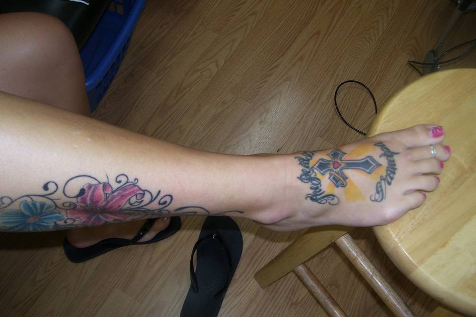 Foot tattoo before