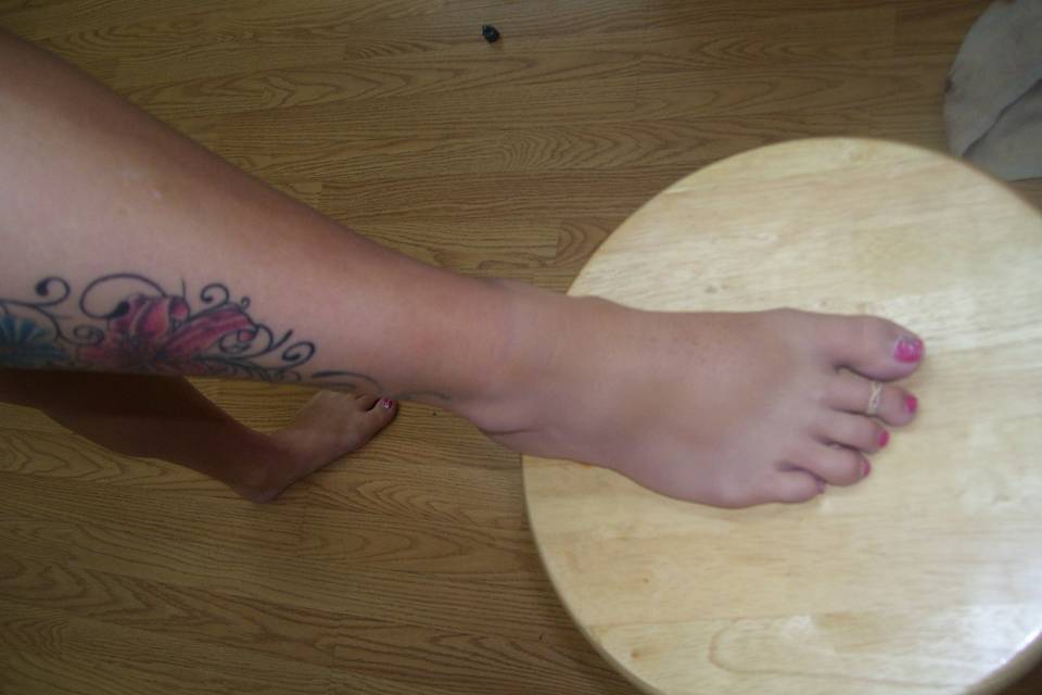 Foot tattoo before
