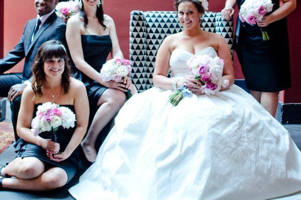 The bride with her bridesmaids