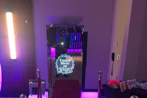 Magic mirror with red carpet setup