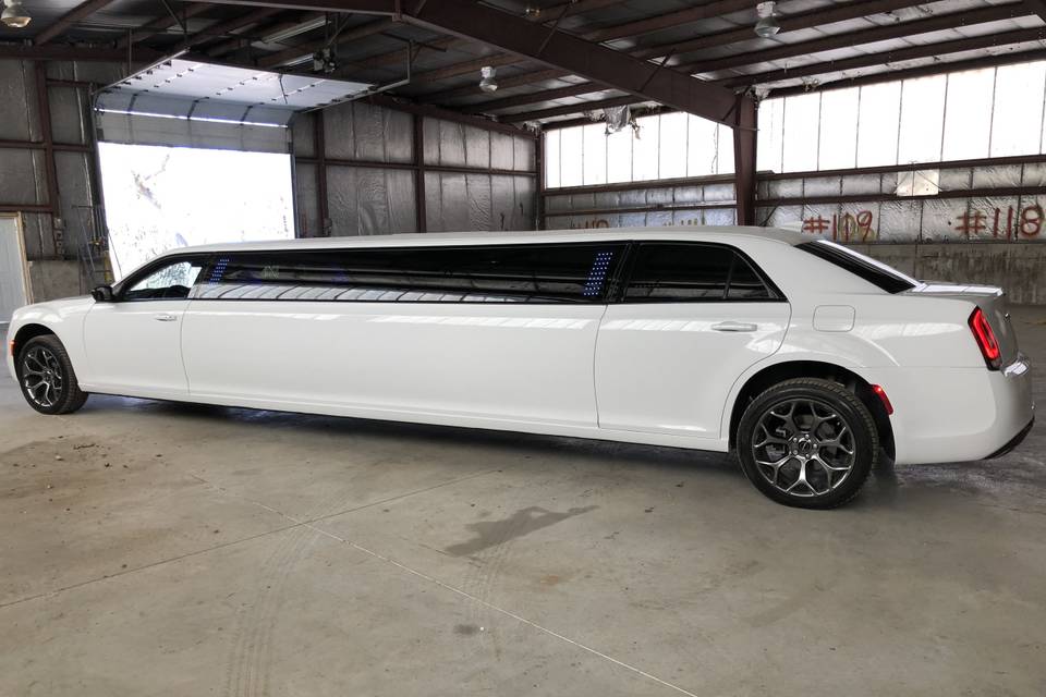 Long white limousine