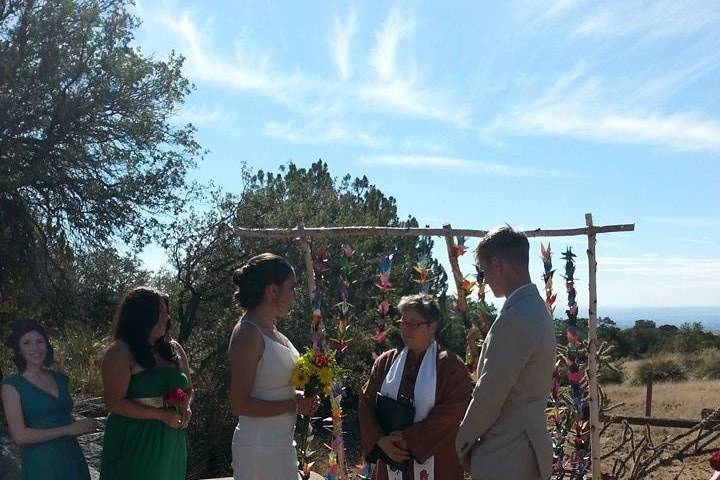 Rev. Gwen - wedding at Elena Gallegos Picnic Area in the Sandia Mountains... a very popular venue for its spectacular views.