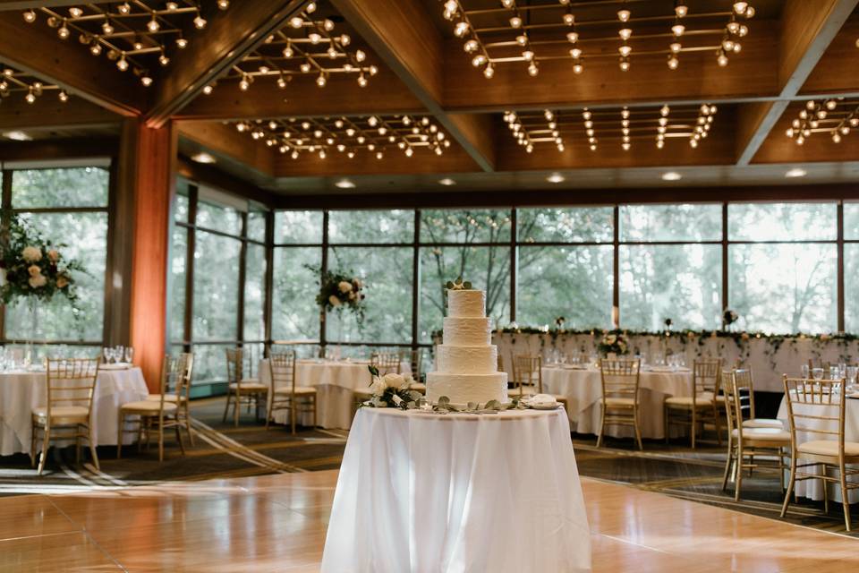 Reception space with cake