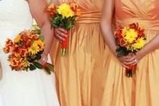 Yellow and orange tones against the soft peachy orange tones compliment perfectly!