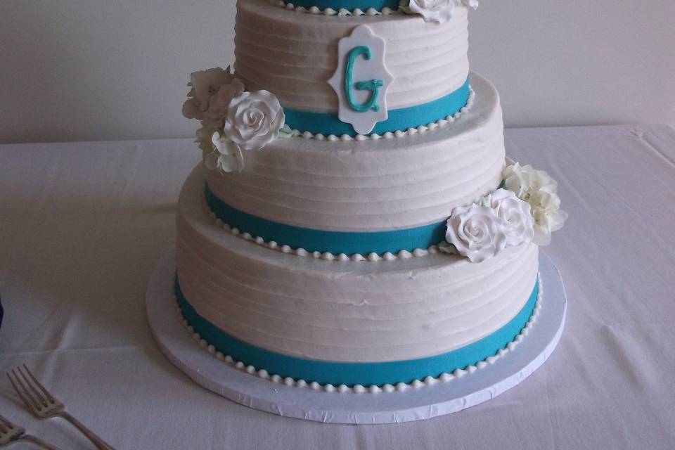 White and blue cake