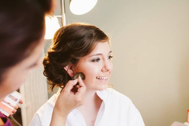 Getting her makeup done