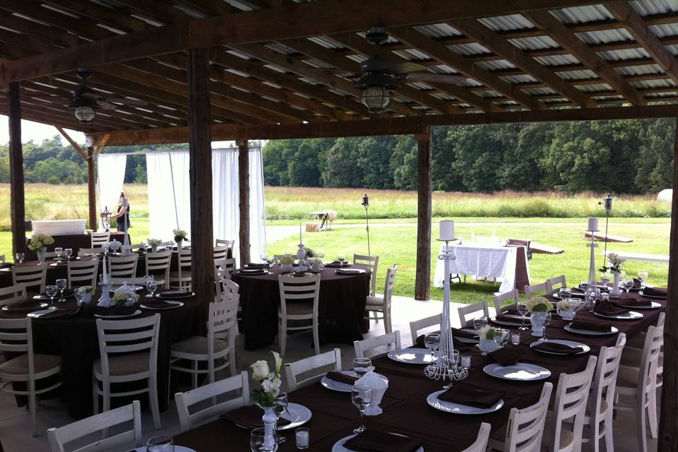 Plum long table setup