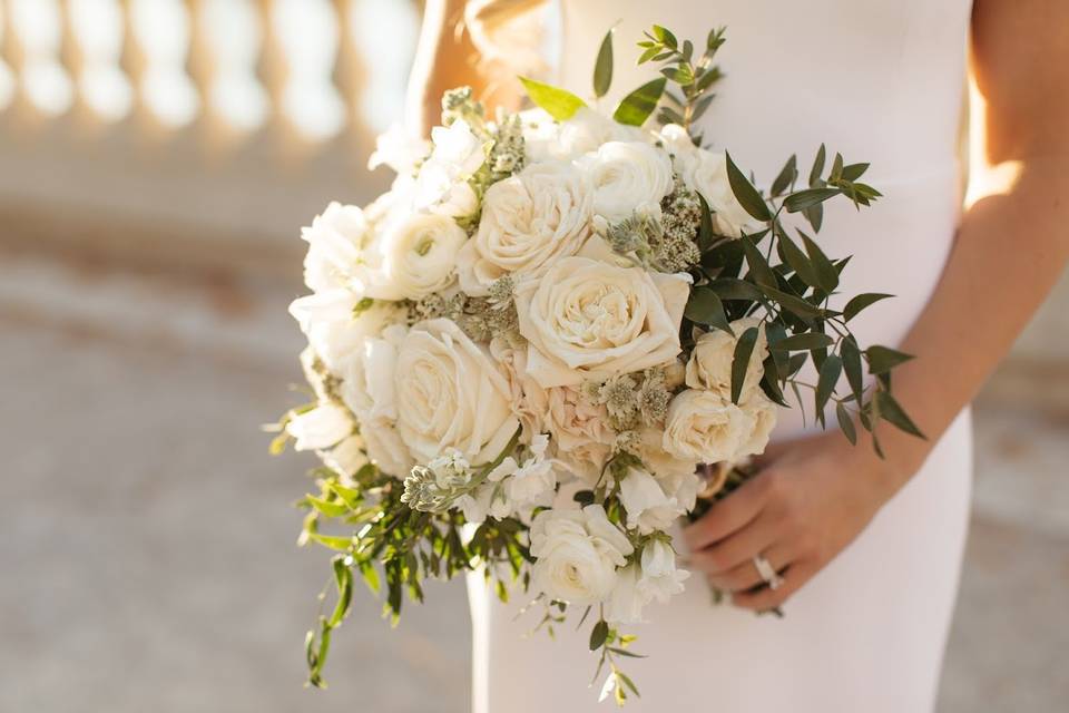 Classic all white bouquets
