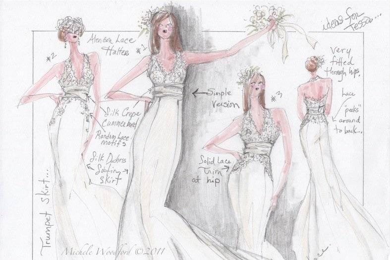 Custom Wedding Dress Options Design Sketch